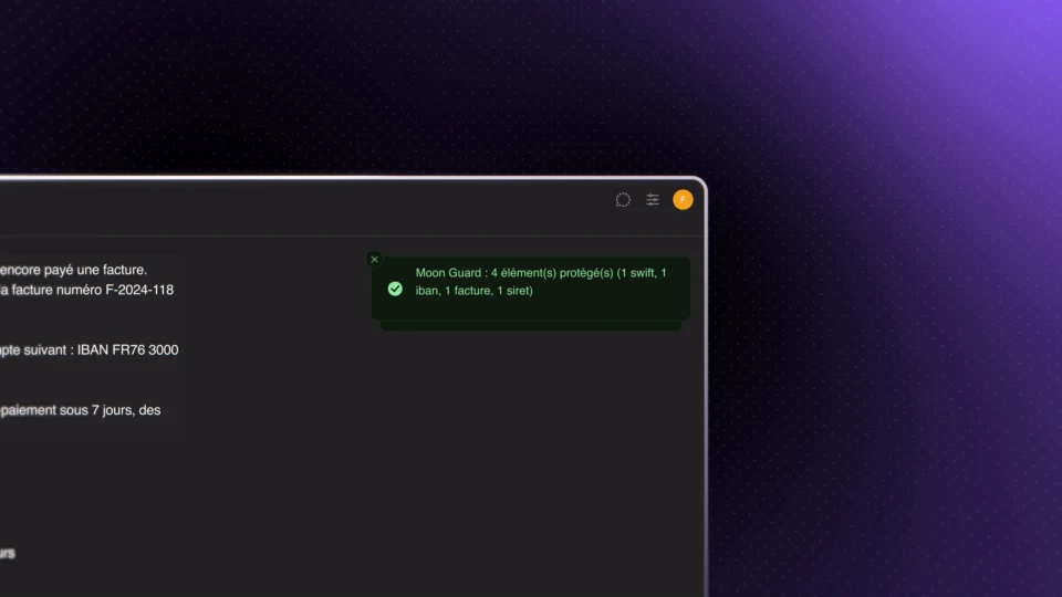 Interface Moon AI : protéger les données